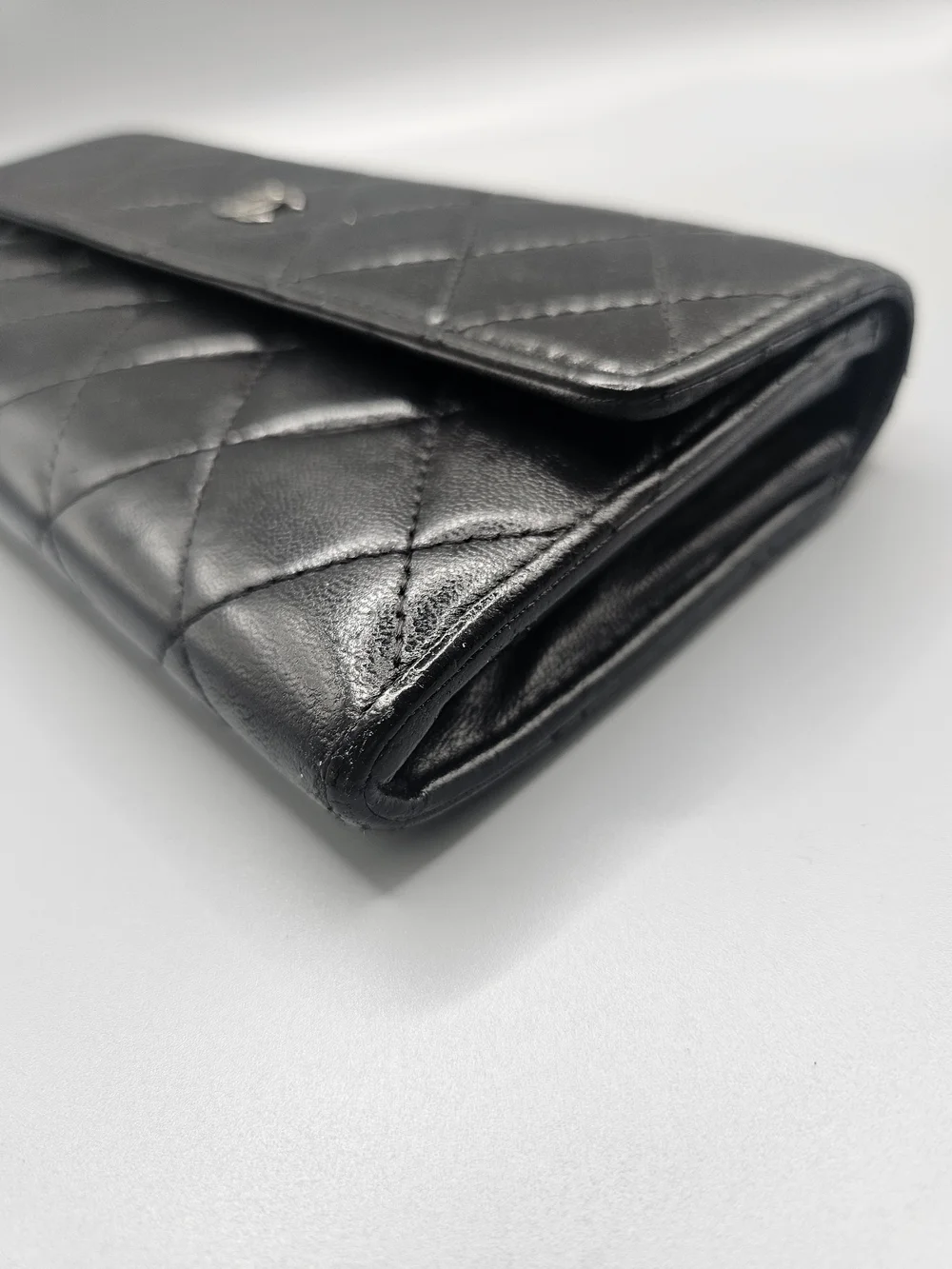 🖤CHANEL Authentic Black Quilted Leather Flap Wallet with Silver CC🖤